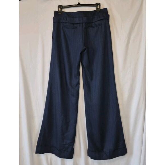 Anthropologie Taikonhu Womens Navy Herringbone Wide Leg Pants US 14 - Picture 4 of 6